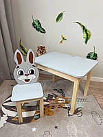 Детский столик и стульчик серый зайчик ( рост 100-115см )