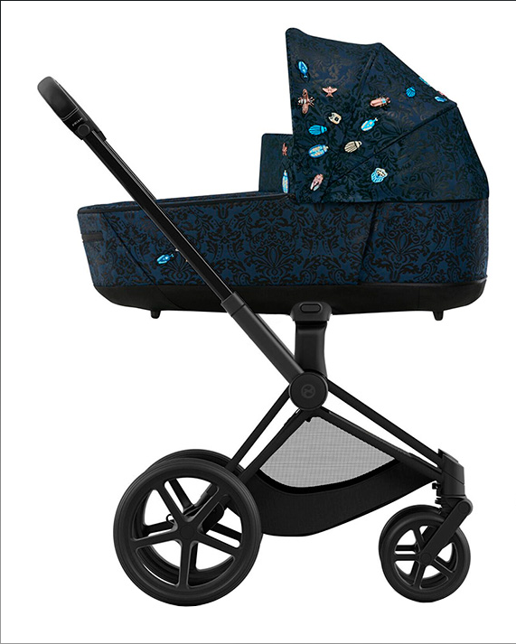 Коляска Cybex Priam 4.0 шасі Matt Black + люлька Jewels of Nature, фото 1