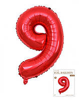 Куля фольгована Цифра 9 червона 75 см