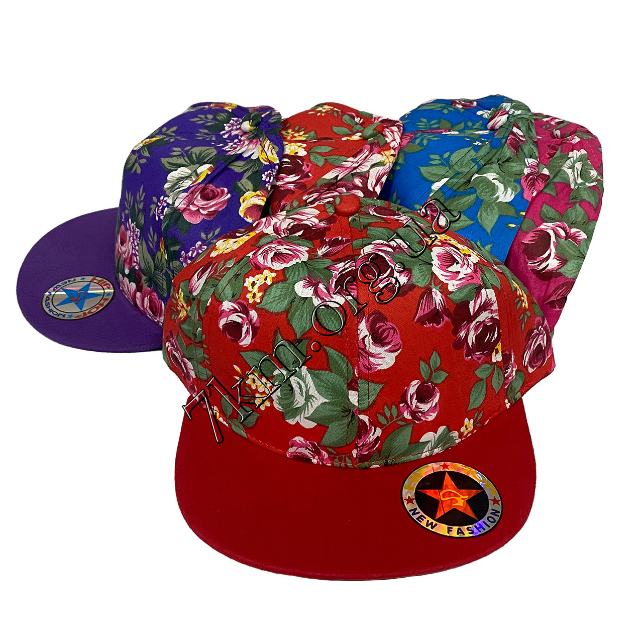 Кепка реперка дитяча Оптом для дівчаток 52-54р. бавовна "Розочки" 75194, фото 1