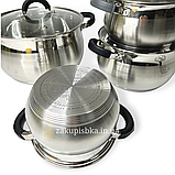 Набір каструль із неіржавкої сталі з товстим дном German Family GF-2045, набір посуду каструлі 8 предметів, фото 4