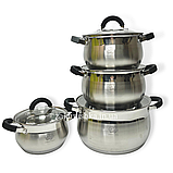 Набір каструль із неіржавкої сталі з товстим дном German Family GF-2045, набір посуду каструлі 8 предметів, фото 7