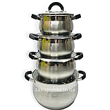 Набір каструль із неіржавкої сталі з товстим дном German Family GF-2045, набір посуду каструлі 8 предметів, фото 8