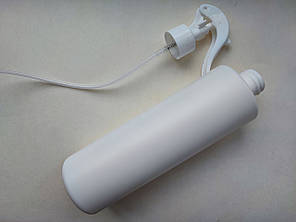 500 мл Циліндр білий Поліетилен HDPE з білим мінітригером 28/410, для антисептика, кругла пляшка, флакон, фото 2