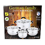 Набір каструль із неіржавкої сталі з товстим дном German Family GF-2045, набір посуду каструлі 8 предметів, фото 9