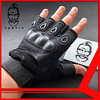 Тактичні безпалі рукавички з захистом кісточок ⁇ армійські рукавички ⁇ велорукавиці Black (XL)