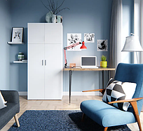 Шафа з полицями, у спальню, у передпокій, в офіс з ДСП Білий