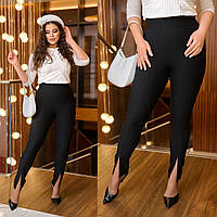Женские брюки джинсы модные с разрезами черные больших размеров