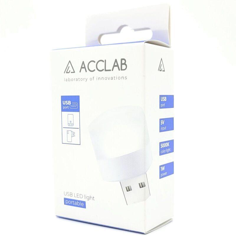 Ліхтарик в акумулятор Acclab USB AL-LED, 1W, 5000K