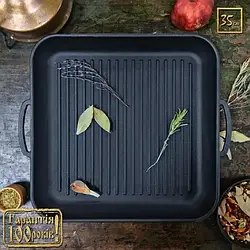 Сковорода-гриль чавунна квадратна 35*35*4 см, вага 5,5 кг "Наша Майстерня, Maysternya" (Т309УК)