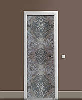 Наклейка на двери Бархатистые узоры Бетон виниловая пленка с ламинацией 65*200см Абстракции Серый