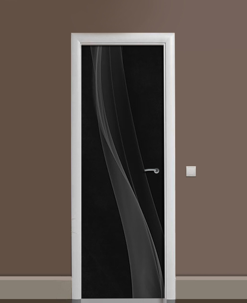 Наклейка на двері Димний шлейф Вуаль вінілова плівка з ламінацією 60*180 см Абстракція Чорний, фото 1