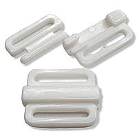 Застібка для купальників 1 см колір білий (пластик) (паковання 100 комплектів)