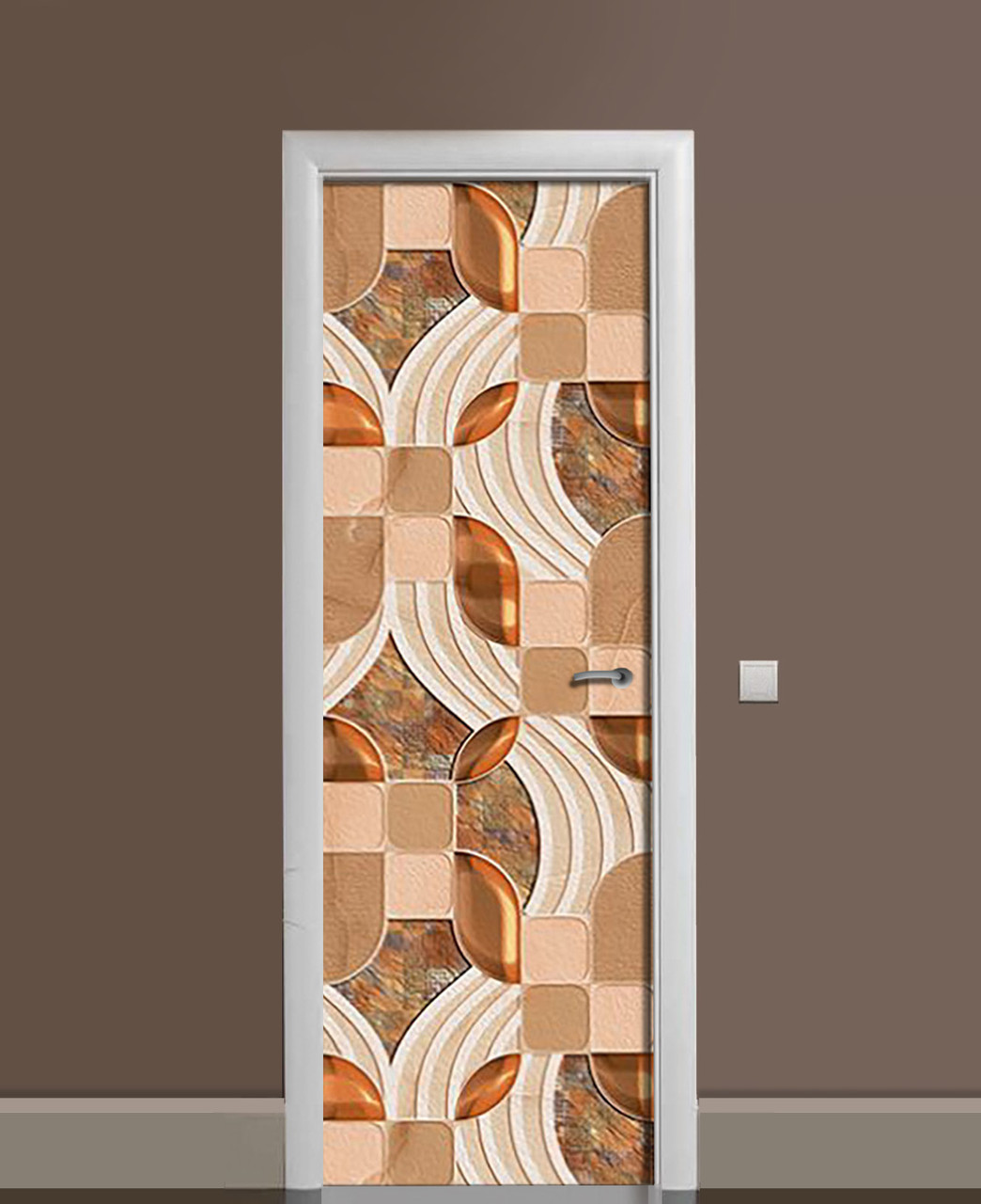 Інтер'єрна наклейка на двері Бурштинове зерно самоклеюча плівка з ламінацією 60*180 см Текстури Бежевий, фото 1