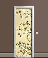 Наклейка на двери Шампанское Пузырьки самоклеющаяся пленка с ламинацией 65*200см Напитки Бежевый