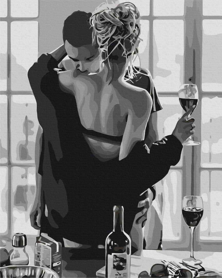 Картини за номерами 40×50. Чорно-біла Пристрасна пара Brushme, фото 1