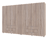 Распашной шкаф для одежды Гелар комплект Doros цвет Сонома 4+4 двери ДСП 310х49,5х203,4 (42002129)