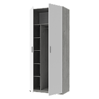 Распашной шкаф для одежды Кен Doros цвет Бетон / Белый 2 двери ДСП 90х52х210 (80737020)