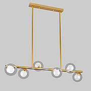 Золота довга люстра на 6 ламп з подвійними кулями (61-J2023-6 BRONZE+CLWH)