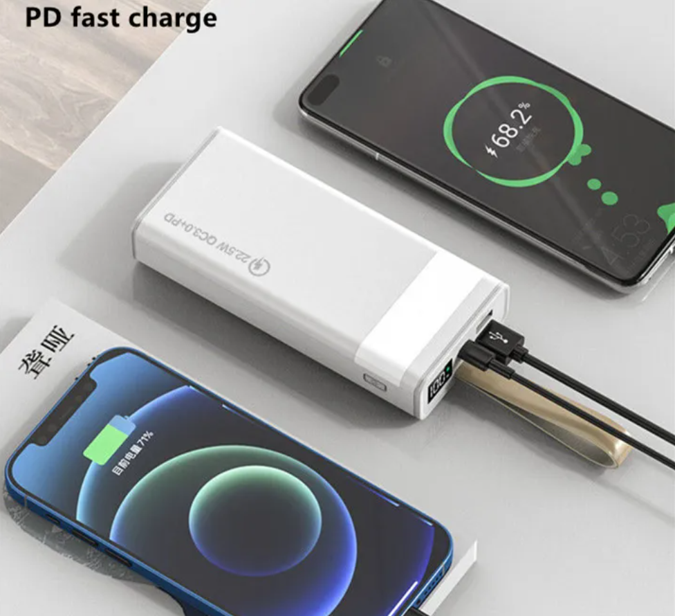 Power bank 30000 mAh Super Fast Charge 22.5W Білий Зовнішній акумулятор Портативна зарядка Повербанк