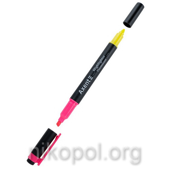 Текстовиділювач Axent Highlighter Dual 2534-10, рожевий та жовтий