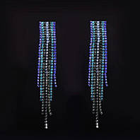 Изысканные длинные серьги с камнями кристалллами медузы