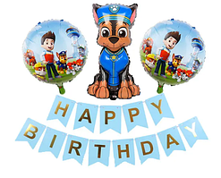 Набір куль повітряних надувних фольгованих Щенячий патруль Чейз Гонщик 3 шт