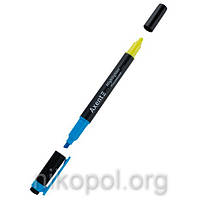 Текстовиділювач Axent Highlighter Dual 2534-02, блакитний та жовтий