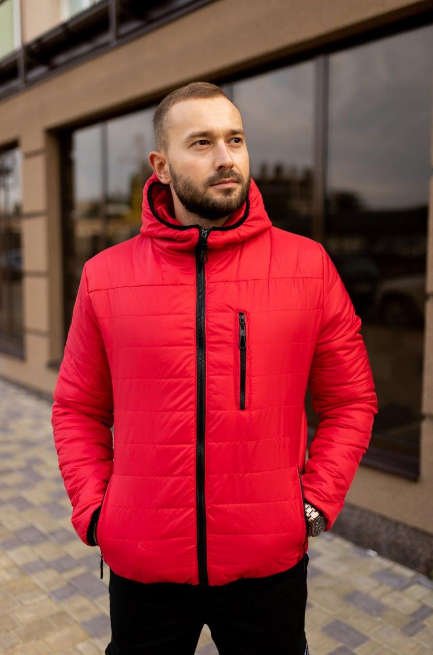 Чоловіча стьобана куртка червона S M L XL ХХL (46 48 50 52 54) осіння весняна куртка