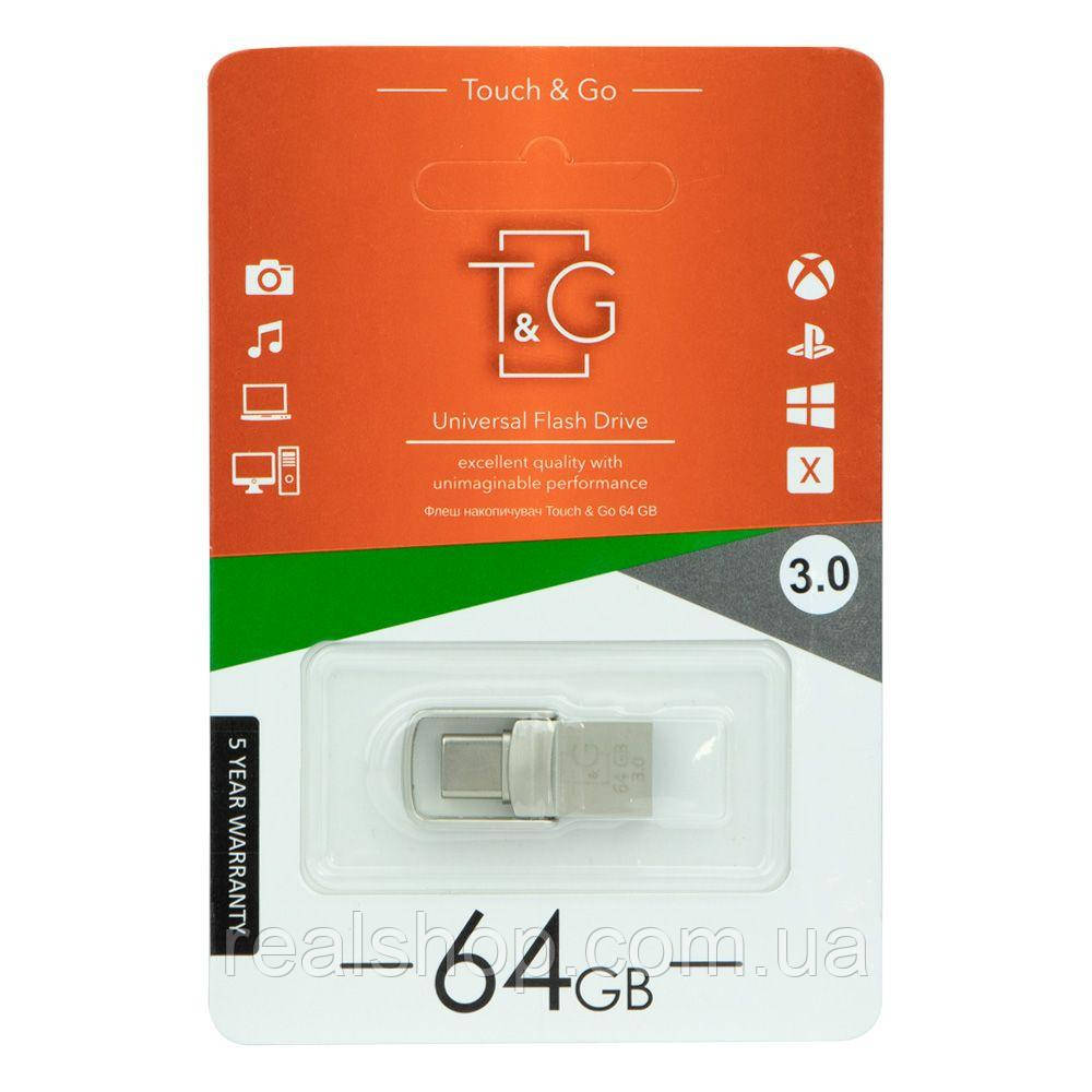 Флешка T&G USB 3.0 to Type-C OTG 64GB Metal mini design (model 104)