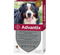 Адвантикс (Advantix) капли от блох и клещей для собак весом 40-60 кг, 6 мл, 4 пипетки