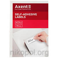 Самоклеючі етикетки Axent 2460 1 наклейка на аркуш А4, 100 аркушів