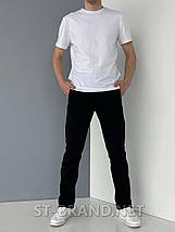 M-3XL. Чорні утеплені чоловічі спортивні штани класичного крою з якісного трикотажу трьохнитки, фото 2