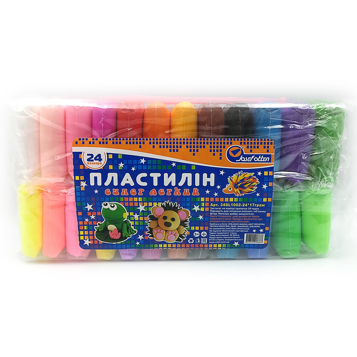 Пластилін легкий маса для ліплення 17г 24шт + стеки J.Otten 34SL1002-24