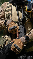 Тактические перчатки армейские Combat без пальцев( военные, рыбацкие, охотничьи и защитные) цвет койот