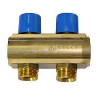 Колектор з регулюючими вентилями Bianchi 2 виходи 1х3/4 синій (232E)