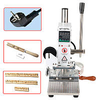 Прес з набором шрифтів для гарячого тиснення шкіри, картону, дерева, фольгування 10*13 см (118 символів)