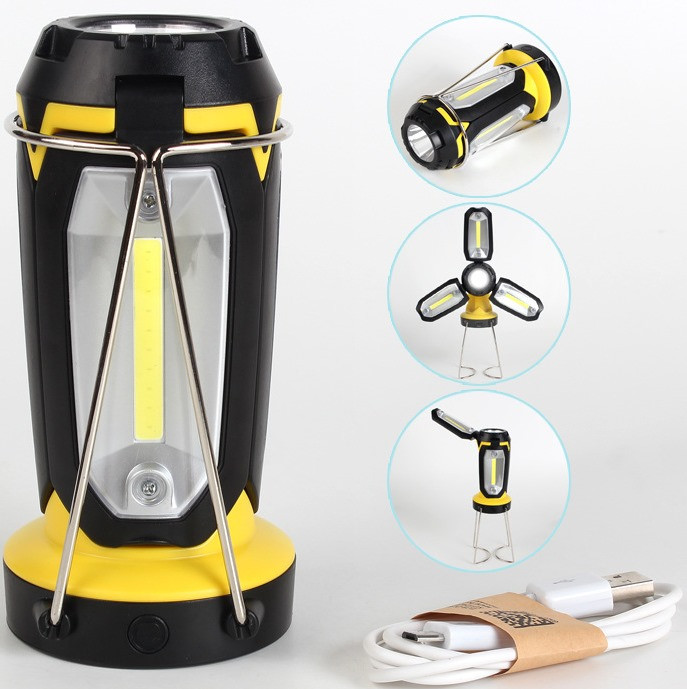 Світлодіодний акумуляторний ліхтар кемпінговий MADORU з режимом PowerBank 1200 mAH жовтий з чорнимEStyle