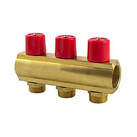 Колектор з регулюючими вентилями Bianchi 3 виходи 1х3/4 червоний (233E)