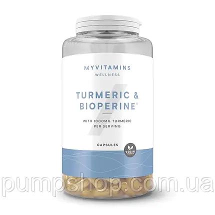 Куркумін і биоперин MyProtein Myvitamins Turmeric & Bioperine 60 капс., фото 2