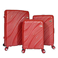Набор чемоданов Полипропилен, Комплект пластиковых чемоданов, Чемоданы 3шт AirLine 4-колеса PP-3 Бордовый