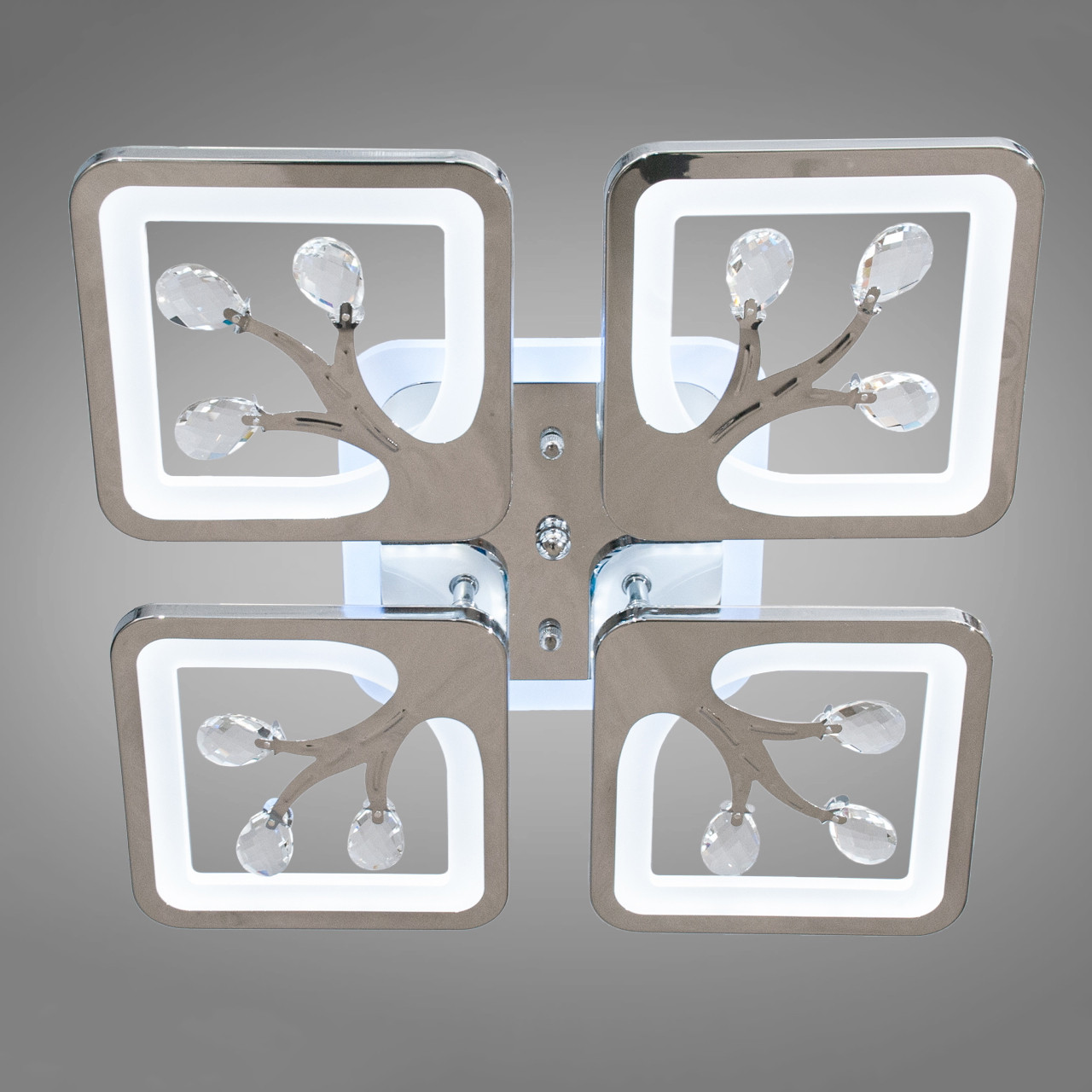 Світлодіодна люстра "квадрати" 80 Вт з бабл акрилом і підсвічуванням підстави D-S9268/4 LED, фото 1