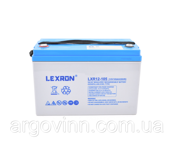 Акумуляторна батарея Lexron LXR12-105 GEL 12V 105AH DEEP CYCLE (330 x 171 x219) 30 kg
