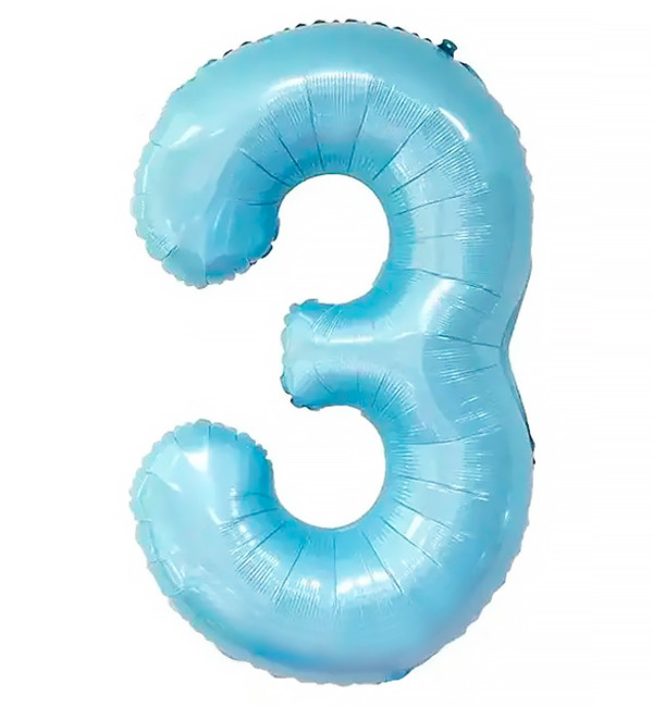 Кулька Цифра "3" (80 см) колір блакитний