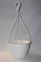 Горщик підвісний для квітів з гачком 5,4 л Ø 25 см білий пластиковий вазон кашпо для рослин Kloda