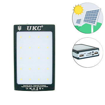 Повербанк сонячна батарея "UKC Solar Power Bank 90000" з УФ-ліхтарем, портативний акумулятор УМБ (ST)