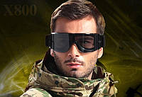 Тактические очки защитная маска с 3 линзами / Баллистические очки с сменными линзами (Черная).UA