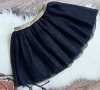 1, Нарядная пышная фатиновая юбка с блестками и золотистым пояском H&M Размер 6-8 лет Рост 122-128 см