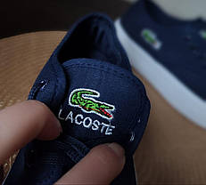 Жіночі крипери на платформі СИНІ сліпони текстильні кросівки Lacoste лакост, фото 3