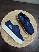 Жіночі крипери на платформі СИНІ сліпони текстильні кросівки Lacoste лакост, фото 6